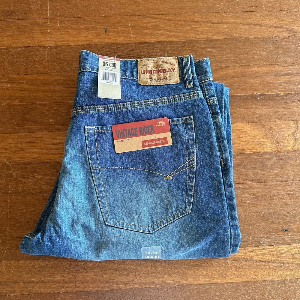 NWT UNIONBAY Vintage Rider Relaxed Fit Jeans Men’s 36x30 Medium Wash Denim